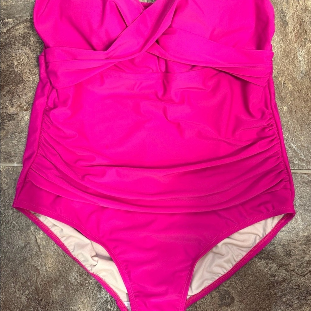 Kona Sol Hot Pink One Piece Swimsuit with Removable Strap-SIZE 18